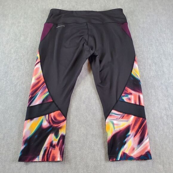 Reebok Leggings Womens Large Black Multicolor Speedwick Activewear Capris - Picture 5 of 7